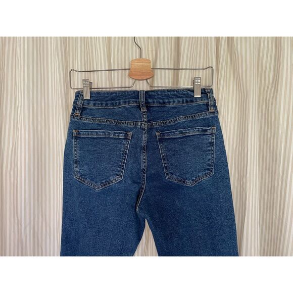 Womens Low Rise Bootcut Jeans Size 28 Dark Wash Butterfly Studded Y2K Denim - Picture 4 of 6